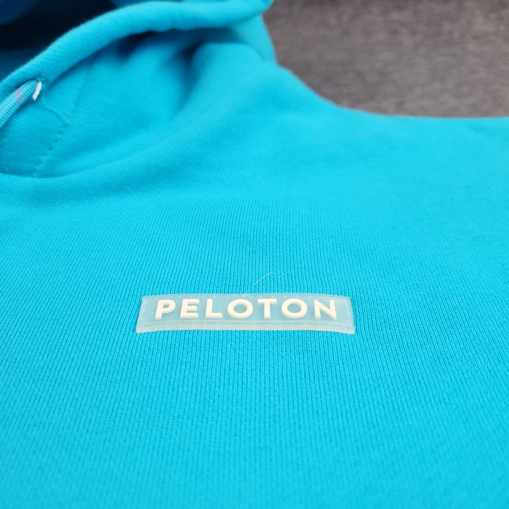 Peloton Hoodie Womens Large Turquoise Pullover Heavyweight 100% Cotton - Picture 8 of 8